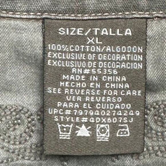 Military Style Green Cotton Denim Jacket Embellished With Gold Sz XL - Picture 7 of 7